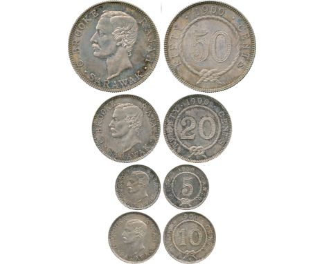 WORLD COINS, Sarawak, Charles Johnson Brooke (Rajah, 1829-1917), Silver 5-Cents, 10-Cents, 20-Cents and 50-Cents, 1900H (Pr 2