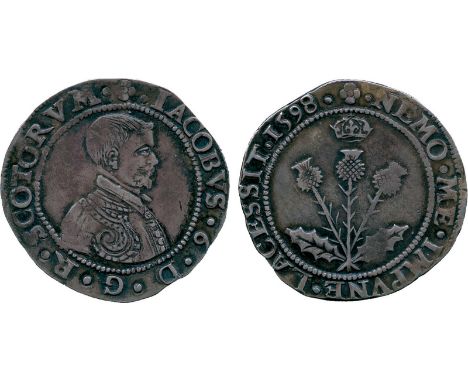 BRITISH COINS, Scotland, James VI (1567-1625), Thistle Merk of Ten-Shillings, 1598, armoured bust right within beaded circles