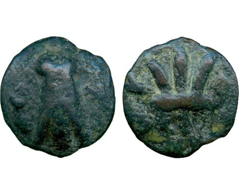 ANCIENT COINS, Roman, Anonymous (c.235 BC), Aes Grave Coinage, Æ Sextans, minted at Tuder (Umbria), cicada, rev trident, 11.4
