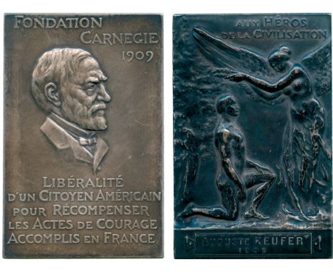 WORLD COMMEMORATIVE MEDALS, France / USA, Fondation Carnegie, The Andrew Carnegie Medal for France, founded 1909, Silver Pres