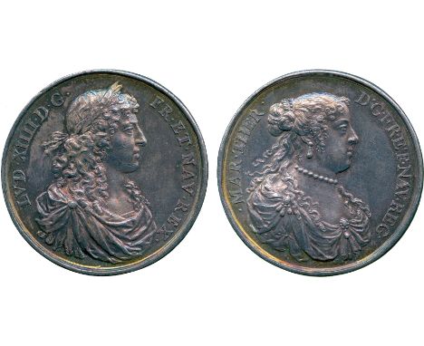 WORLD COMMEMORATIVE MEDALS, France, Louis XIV (1638-1643-1715) and Marie-Thérèse of Spain (1638-1683), on their marriage, Sil