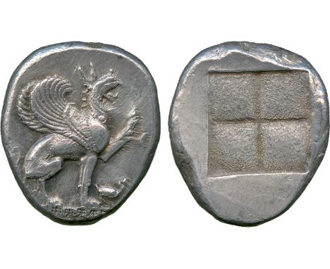 ANCIENT COINS, Greek, Ionia, Teos (c.450-425 BC), Silver Stater, Griffin seated to right, raising its left foreleg, both wing