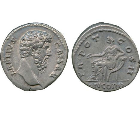 ANCIENT COINS, Roman, Aelius (Caesar, AD 136-138), Silver Denarius, struck AD 137, L AELIVS CAESAR, bare head facing right, r