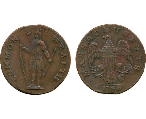 WORLD COINS, United States of America, USA, Post-Colonial Issues, Massachusetts Copper Cent, 1788, no stop after MASSACHUSETT
