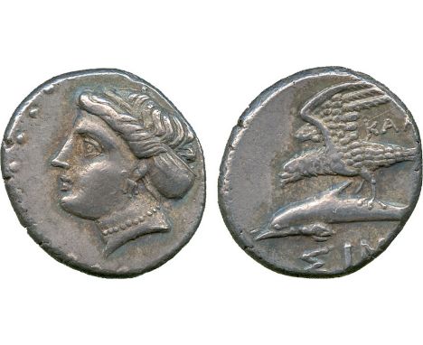 ANCIENT COINS, Greek, Paphlagonia, Sinope (c.325-300 BC), Silver Drachm, head of nymph facing left, rev ΣINΩ, sea-eagle on a 