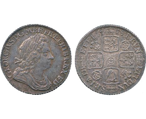 BRITISH COINS, George I (1714-1727), Silver Shilling, 1718, first laureate and draped bust right, rev crowned cruciform shiel