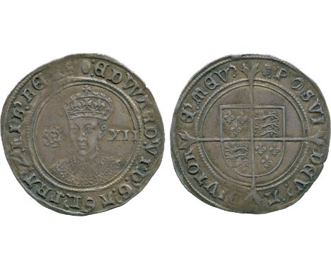 BRITISH COINS, Edward VI, Silver Shilling, third period, Fine Silver issue (1551-1553), facing crowned portrait, rose to left