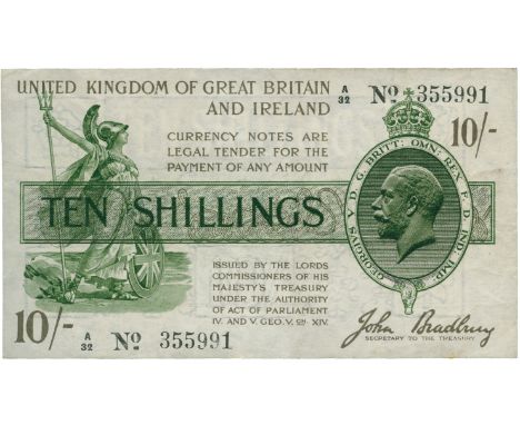 BANKNOTES, Great Britain, Treasury Notes, Third Issue, 10-Shillings, undated (c.1918), green with brown denomination, black s