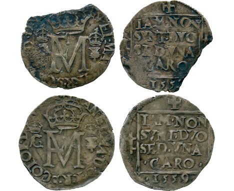 BRITISH COINS, Scotland, Mary Queen of Scots, with Francis as Dauphin, Issue of half alloy, Twelvepenny Groat or Nonsunts (2)
