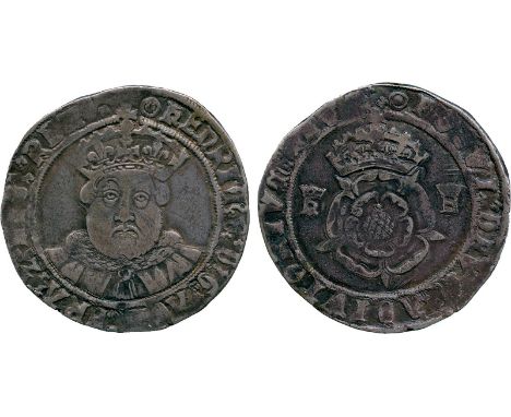 BRITISH COINS, Henry VIII, Silver Testoon, Third coinage (1544-1547), Tower Mint, debased issue, facing bust of older king wi