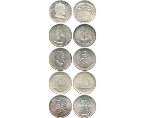 WORLD COINS, United States of America, USA, Silver Commemorative ½-Dollars (5), 1920 Pilgrim Tercentenary, 1922 Grant memoria