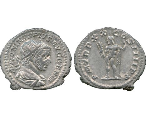 ANCIENT COINS, Roman, Caracalla (AD 198-217), Silver Antoninianus, struck AD 217, ANTONINVS PIVS AVG GERM, radiate and cuiras