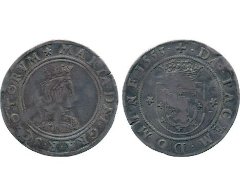 BRITISH COINS, Scotland, Mary Queen of Scots, Silver Portrait Testoon of Four Shillings, 1553, type I, young crowned bust rig