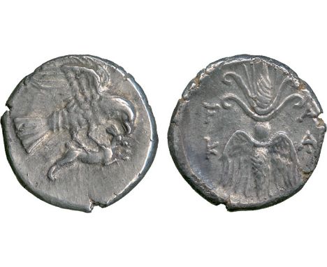 ANCIENT COINS, Greek, Peloponnese, Elis, Olympia (c.240-210 BC), Silver Drachm, eagle flying right, holding a hare in its tal