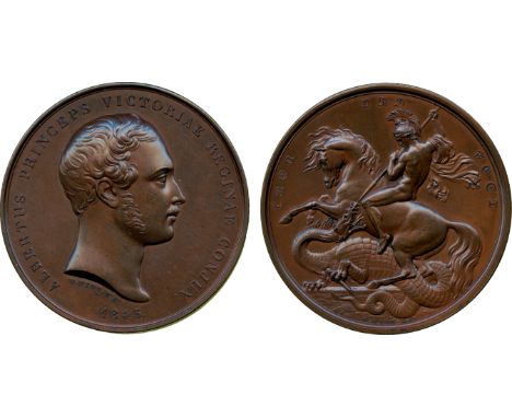 COMMEMORATIVE MEDALS, British Historical Medals, Prince Albert, Bronze Medal, 1845, by W Wyon, bust right, ALBERTUS PRINCEPS 