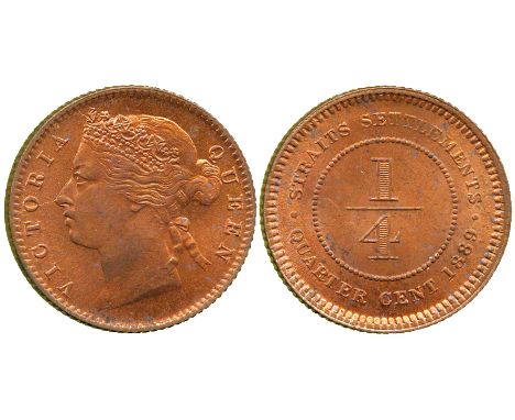 WORLD COINS, Straits Settlements, Victoria (1837-1901), Bronze ¼-Cent, 1889, head left, rev value within beaded circle (KM 14