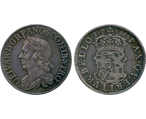 BRITISH COINS, Oliver Cromwell, Silver Shilling, 1658, laureate and draped bust left, rev crowned quartered shield of arms of