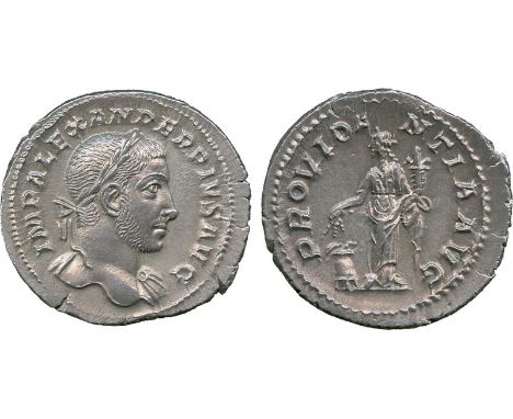 ANCIENT COINS, Roman, Severus Alexander (AD 222-235), Silver Denarius, struck AD 232, IMP ALEXANDER PIVS AVG, laureate bust f