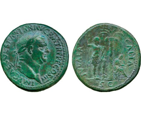 ANCIENT COINS, Roman, Vespasian (AD 69-79), Æ Sestertius, struck AD 71, IMP CAES VESPASIAN AVG P M TR P P P COS III, laureate