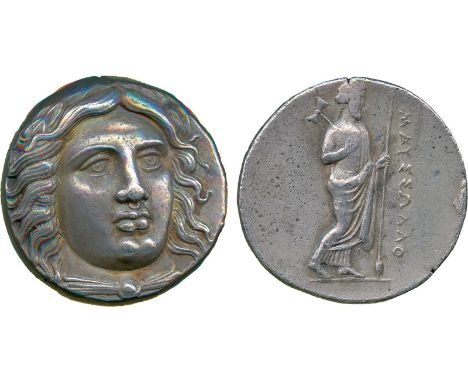 ANCIENT COINS, Greek, Satraps of Caria, Maussollos (377-353 BC), Silver Tetradrachm, mint of Halikarnassos, head of Apollo fa