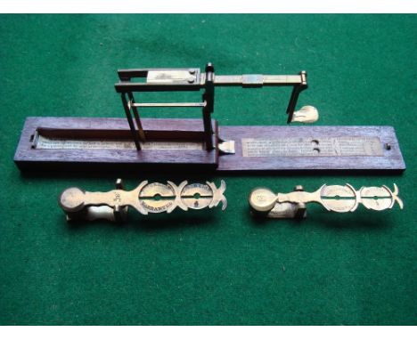 Stephen Houghton and Sons portable coin scale, adjustable to weigh five different coins from half sovereign to a guinea, fold