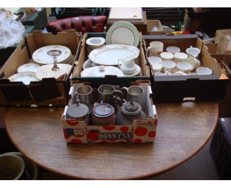 A large quantity of mixed ceramics including a bone china dinner/tea service, Coalport part tea service etc (4 boxes). 