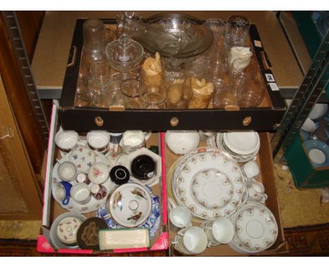 A part tea service, sundry china and glassware (3 boxes). 