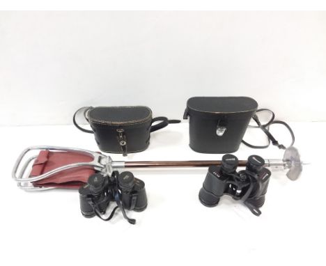 Hunting Stick & 2 Sets of Field Glasses