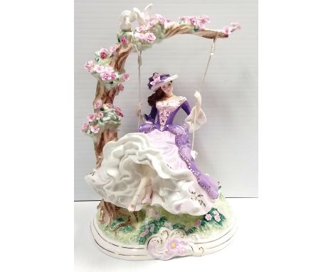 Stunning Royal Worcester Figure of a Lady on a Swing , 33cm H