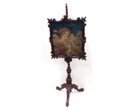 William IV Period Tapestry Pole Screen