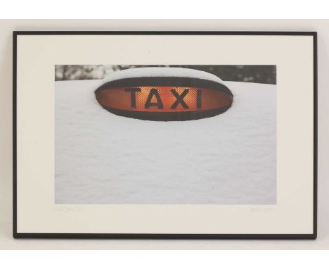 Five black and white photographs,'Vintage Vehicle','White Black Cab','Sign of the Times','Silent Keys','Battersea Power Stati