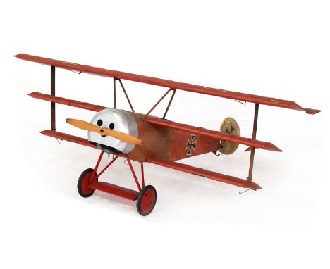 A scale model of a World War 1 Fokker Dr. 1 fighter Triplane,150cm long186cm wide