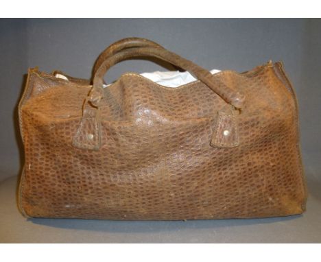 VINTAGE SNAKESKIN BAG WITH DOUBLE HANDLES (44 cm x 24 cm)