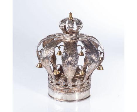 Israeli, 20th century, the base engraved with Hebrew inscriptions, the body composed of leaves and hung with bells, a smaller