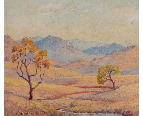 oil on board the first and second signed and dated 44, the third signed and dated 46 19,5 by 22,5cm, 19,5 by 22cm and 19,5 by