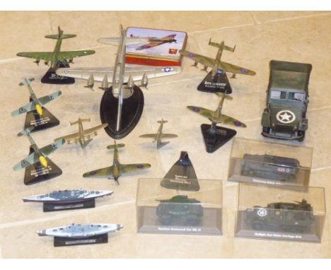 DIE-CAST MODEL OF THE B-17G FLYING FORTRESS, 1:96 SCALE MODEL BY FRANKLIN MINT TOGETHER WITH OTHER MODELS OF SPITFIRE, MESSER