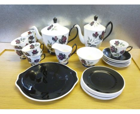 ROYAL ALBERT MASQUERADE PATTERN BONE CHINA TEA/COFFEE SET INCLUDING 1 x TEA POT, 1 x COFFEE POT, 7 x CUPS, 1 x SUGAR BOWL, 1 