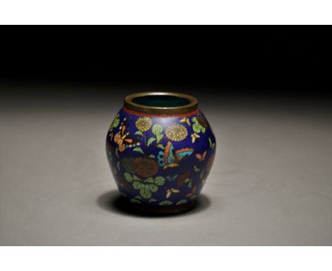 A cloisonné enamel vase, attributed to Namikawa YasuyukiJapan, Meiji period, 19th centuryOf slightly compressed rounded form,