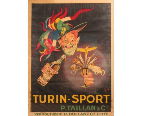 Mich (Michel Liebaux; 1881-1923), Turin-sportFrance, circa 1920Printed by Publicite Wall, Paris.Colour lithograph, framed beh