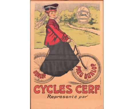 Cycles Cerf Poster, unknown artistFrance, circa 1905Printed by Ch. Wall & Cie.Colour lithograph, linen-backed and framed behi