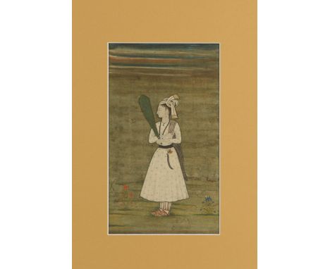 A painting of a Mughal noble lady, Mughal School, Northern India, 17th - 18th century AD A painting of a noble lady wearing a