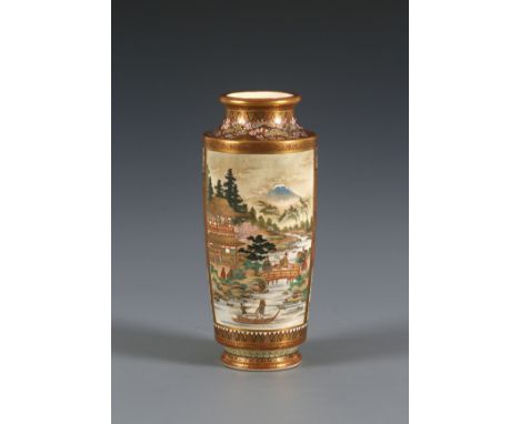 A Satsuma vase, by UnzanJapan, Meiji period (1868-1912), 19th centuryBaluster shaped vase decorated with various coloured ena