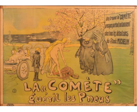An early Michelin poster, by Pierre Georges JEANNIOT (1848-1934)France, circa 1900Colour lithograph, Framed behind glassA lar