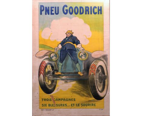 Pneu Goodrich Poster By Maitrejean France, circa 1920Colour lithograph, Framed and mounted for display, signed lower right.A 
