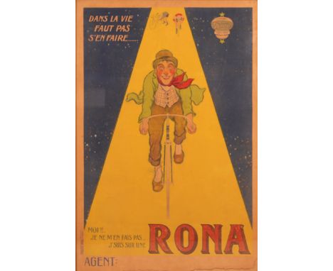 A Very Rare Rona Bicycle Poster, depicting Maurice ChevalierFrance, circa 1921/1922Printed by Publicité Wall. ParisColour lit