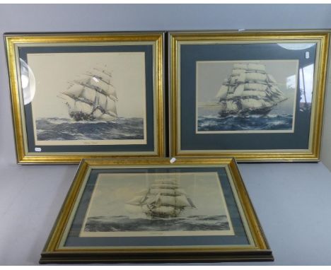 A Set of Three Tall Ship Prints, Flying Cloud, Cutty Sark, Lighting 