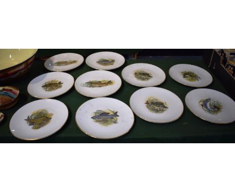 A Collection of Ten Royal Worcester Fish Decorated Plates 