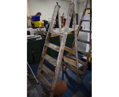 A Vintage Wooden Five Step Step Ladder 