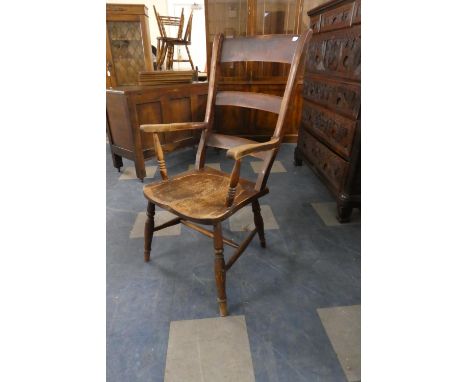 An Early 20th Century Ladder Back Kitchen Armchair 