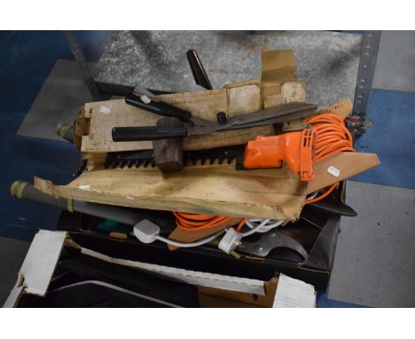 A Box of Various Garden Tools 